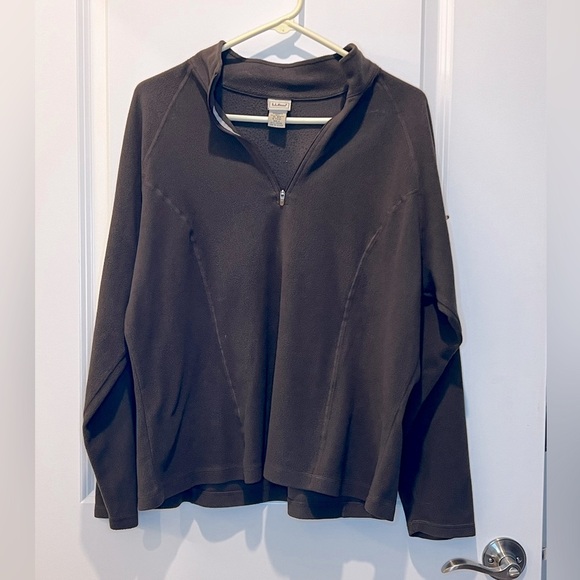 LL Bean Women’s Brown Quarter Zip Up Pullover Size XL - Picture 1 of 10